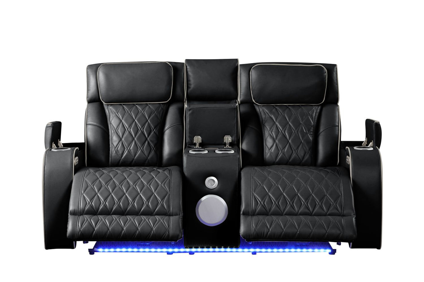 Fortuner Modern Style Upholstery Recliner Loveseat Made with Wood & Massage Function Included-Black