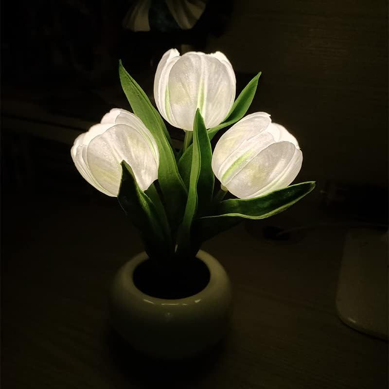 Tulip Lamp - LED Replica Tulip Table Lamp with Flower Vase for Desktop Decoration. Suitable for home, living room, desktop decoration, holiday gifts, atmosphere decoration lamps. Powered by USB