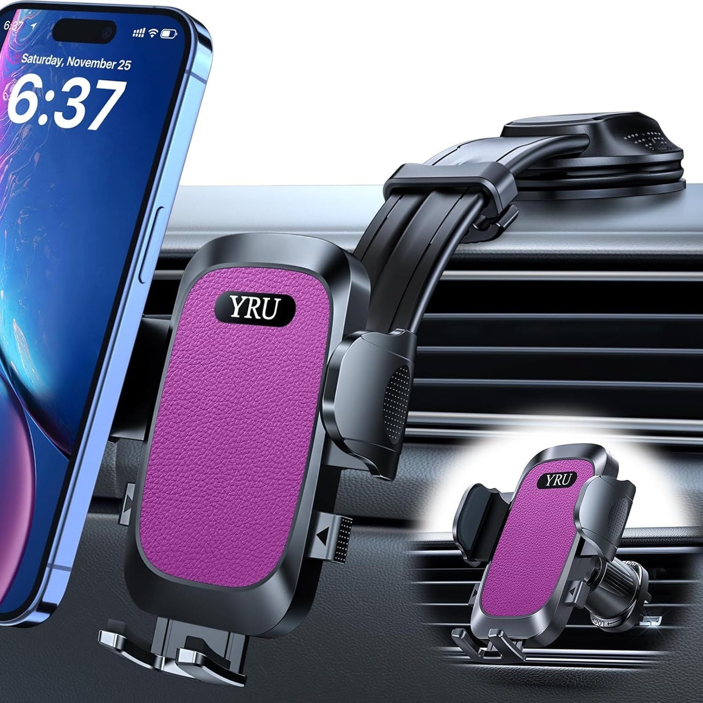 2026 Ultimate Car Phone Holder Mount Bendable & Adjustable Aluminum Arm Cell Phone Holder for Car Dashboard Windshield Phone Stand for iPhone 17 16 15 14 Pro Max Samsung Pickup Truck