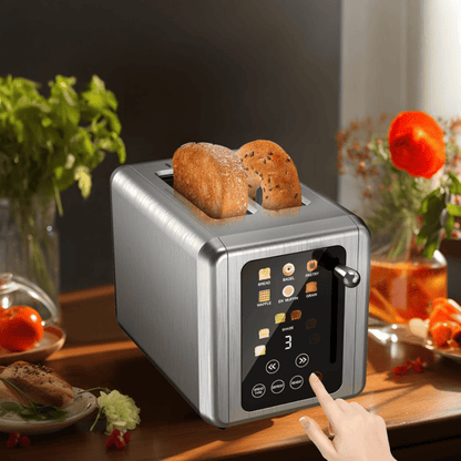Retro Stainless Steel Toaster with 6 Browning Levels & 3 Functions - Perfect for Defrosting, Reheating, & Cancelling