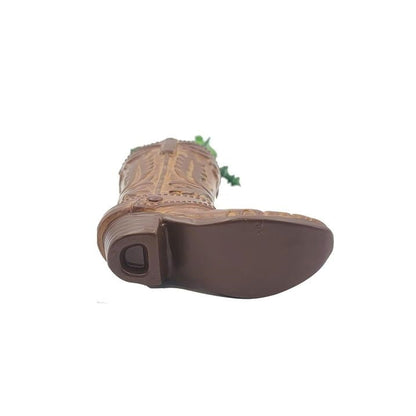 (4 pack) 7.25" Artificial Cactus Succulent in Brown Ceramic Cowboy Boot Planter