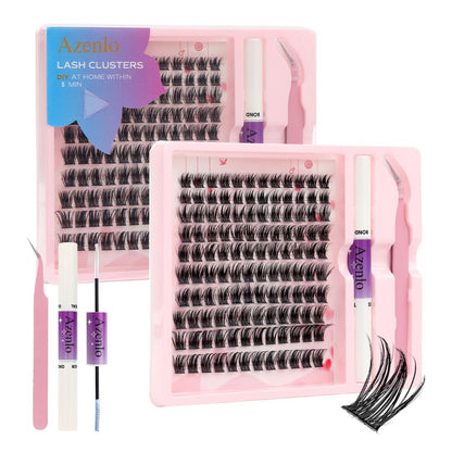 2026 Hottest New Product: False Eyelashes -  Azenlo Beginner's DIY Eyelash Extension Kit, 120 Clusters Of Large-capacity False Eyelashes, Includes Glue, Tweezers, and Complete Tool Set