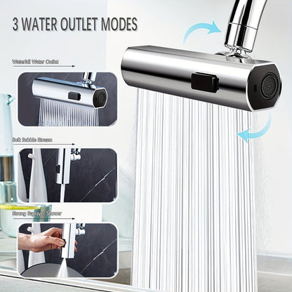 3 in 1 Large-Scale 360° Waterfall Kitchen Faucet - Touch-Controlled, Swivel Spout, Extender for Kitchen Sink, Vegetable and Fruit Washing - Zinc Alloy Construction, Chrome Finish, Contemporary Style