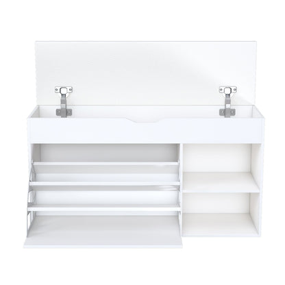 Entryway Bench with Shoe Storage,Adjustable 3-Tier Flip-Up Drawers & Hidden Cabinet,Space-Saving Shoe Organizer,Triple Storage and Modern Design,for Hallway and Living Room