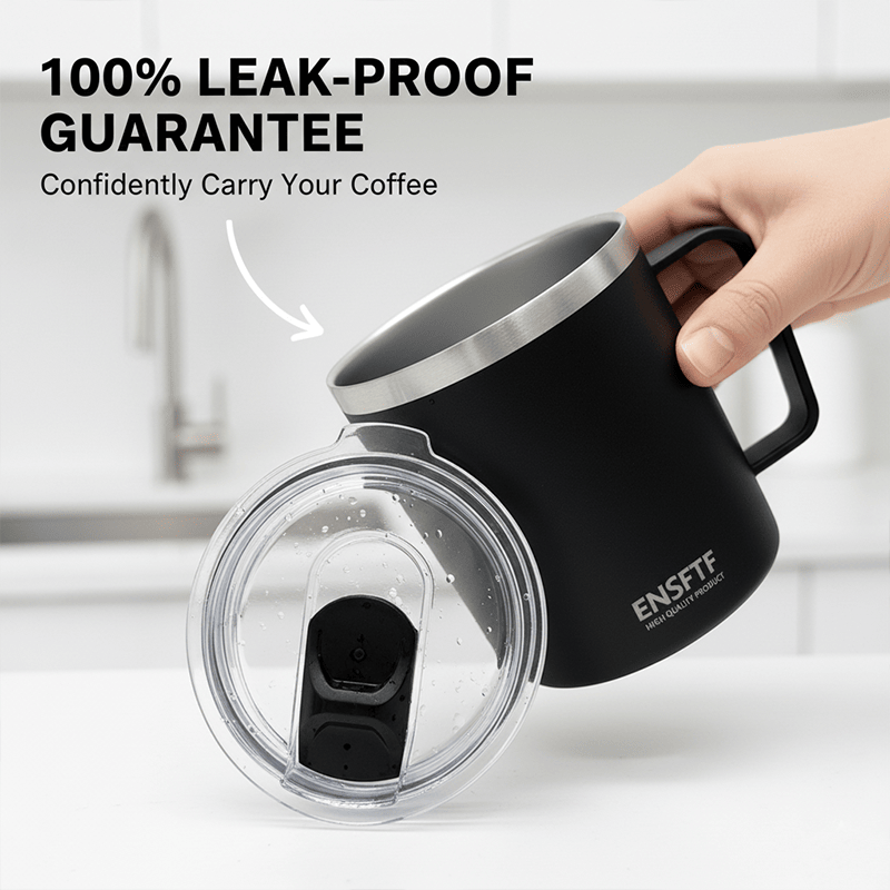 Insulated Stainless Steel Coffee Mug with Leak-Proof Lid – Reusable Office/Trave