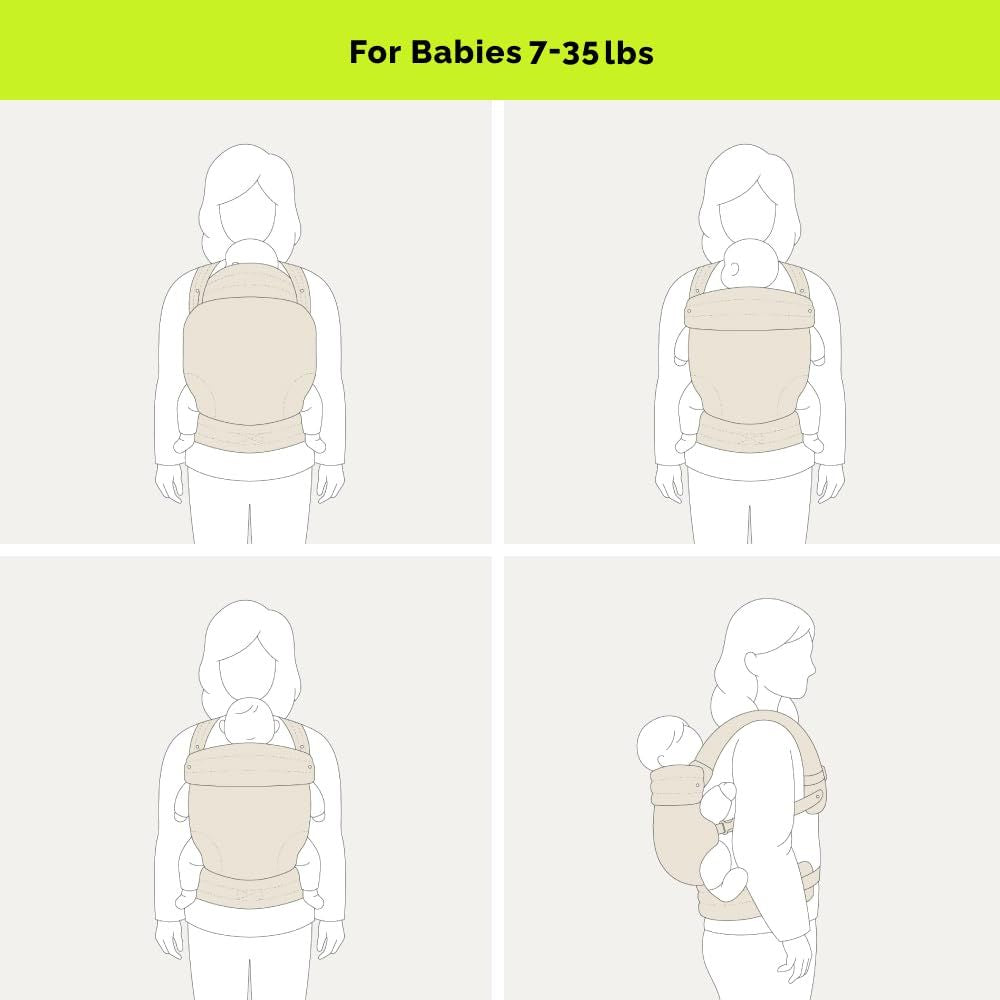 Ergonomic Baby Carrier Newborn to Toddler, Lightweight & Breathable Cotton Infant Carrier for Hands Free Comfort