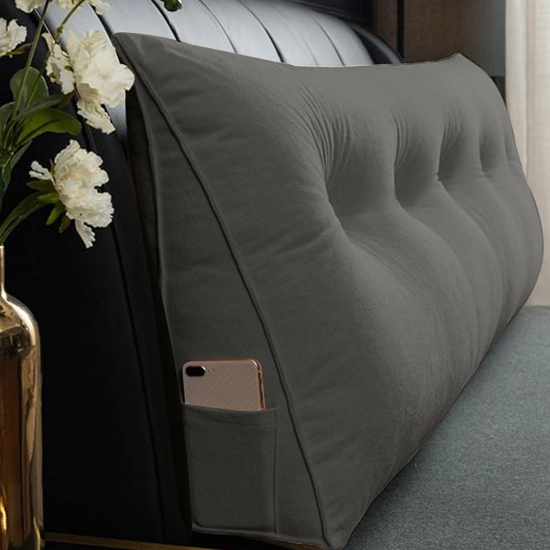 Triangle Reading Cushion with a button-Gray 100*50*20cm