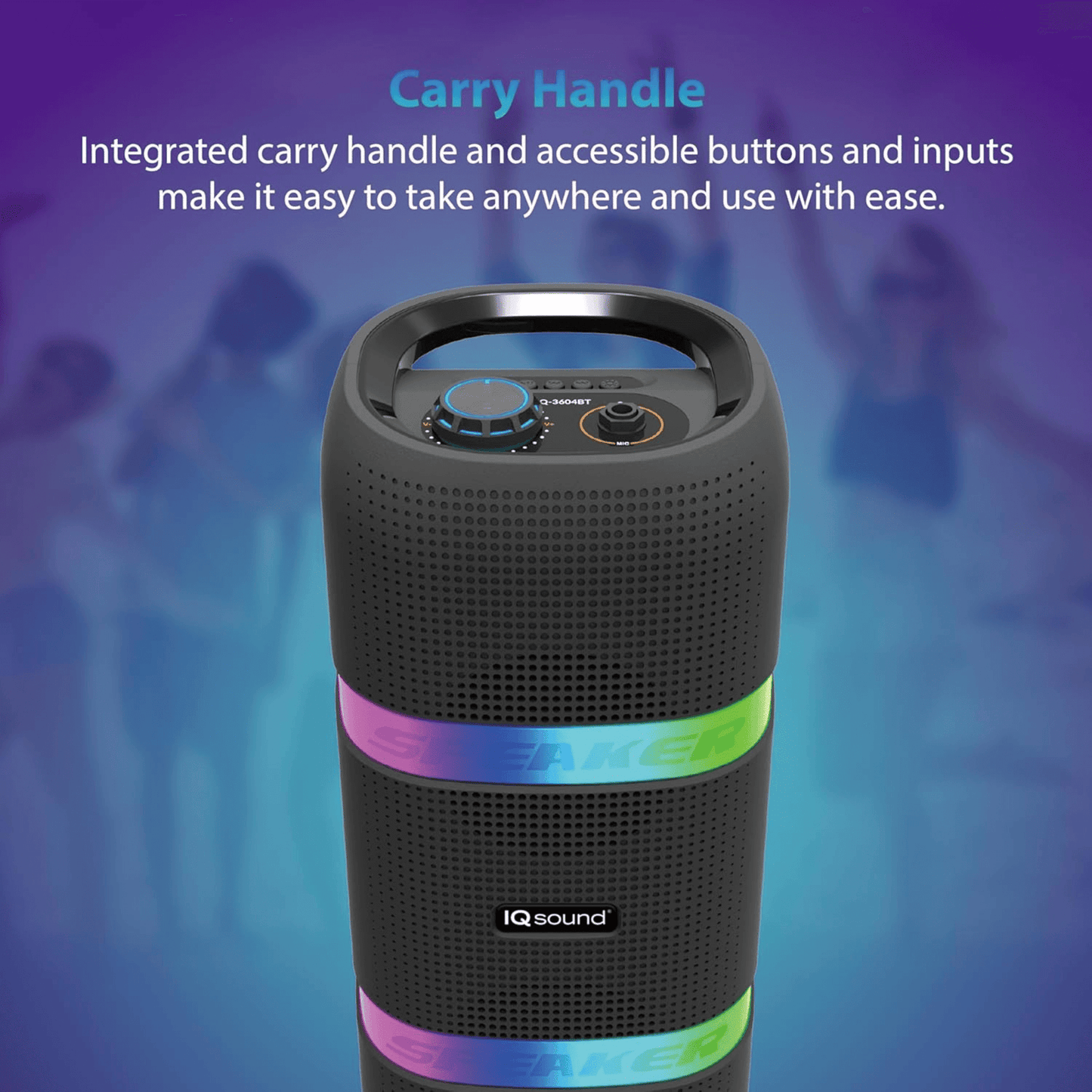 IQ Sound 2 x 4-Inch Portable Bluetooth TWS LED Speaker