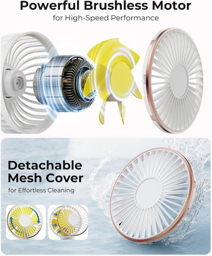 Portable Handheld Fan, Portable Fan Rechargeable, 4000mAh, 180° Adjustable, 6 Speed Wind, Display Electricity in Real Time, USB Rechargeable Foldable F an, Quiet Personal Fan as Power Bank