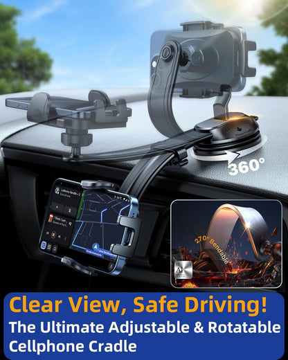 2026 Ultimate Car Phone Holder Mount Bendable & Adjustable Aluminum Arm Cell Phone Holder for Car Dashboard Windshield Phone Stand for iPhone 17 16 15 14 Pro Max Samsung Pickup Truck