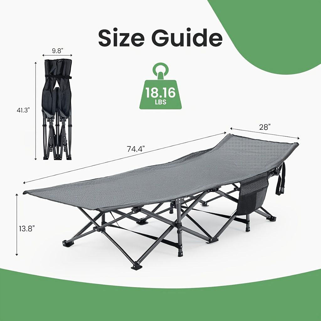 Foldable camping bed with mattress, sturdy and durable folding bed