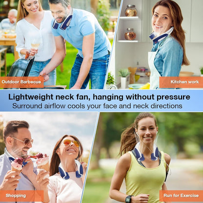 Neck Fan, 6 Speeds Adjustable Portable Personal Fan Rechargeable, Faster Cooling Wearable Fan, Ultra Quiet for Home, Office, Travel, Outdoor