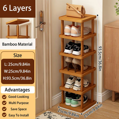 Versatile Bamboo Expandable Folding Storage Rack - 3/6/9 Layer Organizer for Any Room, No Assembly Needed!