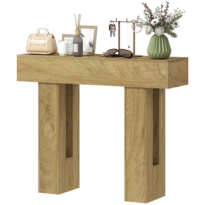 42 Inch Console Table, Sofa Table Behind the Couch with Thickened Tabletop for Living Room, Hallway, Entrance, Oak