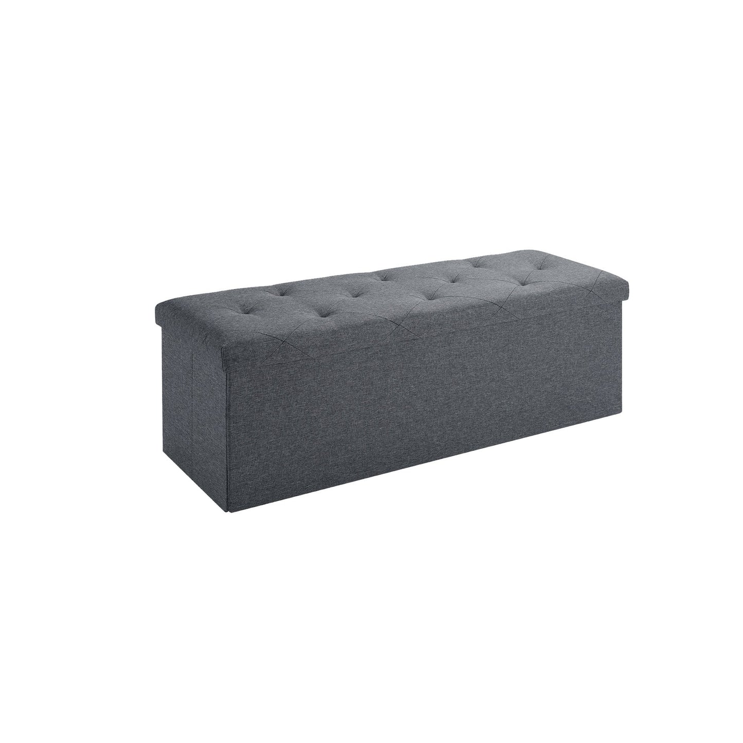 Folding Storage Ottoman Bench, Ottoman Foot Rest, End of Bed Bench, Storage Chest, for Living Room, Bedroom, Entryway, 43 Inches, Gray