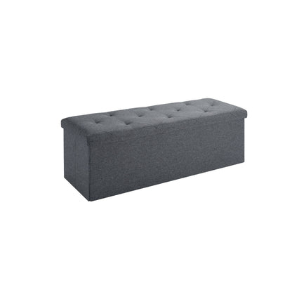 Folding Storage Ottoman Bench, Ottoman Foot Rest, End of Bed Bench, Storage Chest, for Living Room, Bedroom, Entryway, 43 Inches, Gray