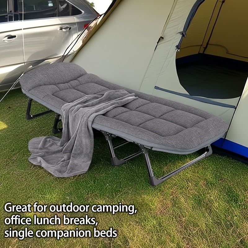 1-pack American style patio folding bed, outdoor patio furniture, comfortable ergonomic single recliner, patio chaise folding bed with mattress, garden, patio furniture, portable patio office camping
