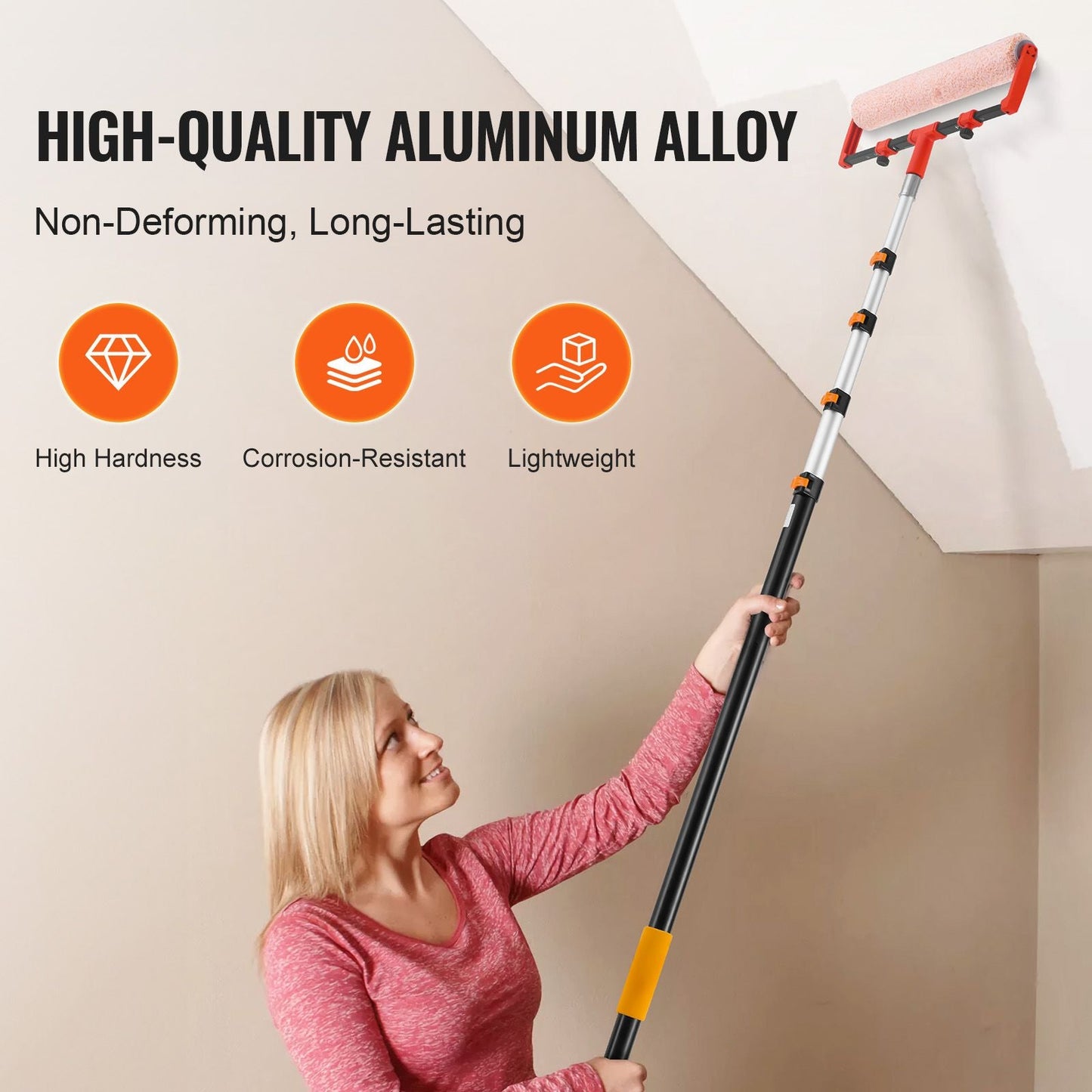 Telescoping Pole, 6 to 24 FT Pole, Extension Multi-Purpose Pole, Sturdy Aluminum Alloy Paint Extendable Pole with Flip-Lock Design, Telescopic Pole for Painting, Dusting and Cleaning