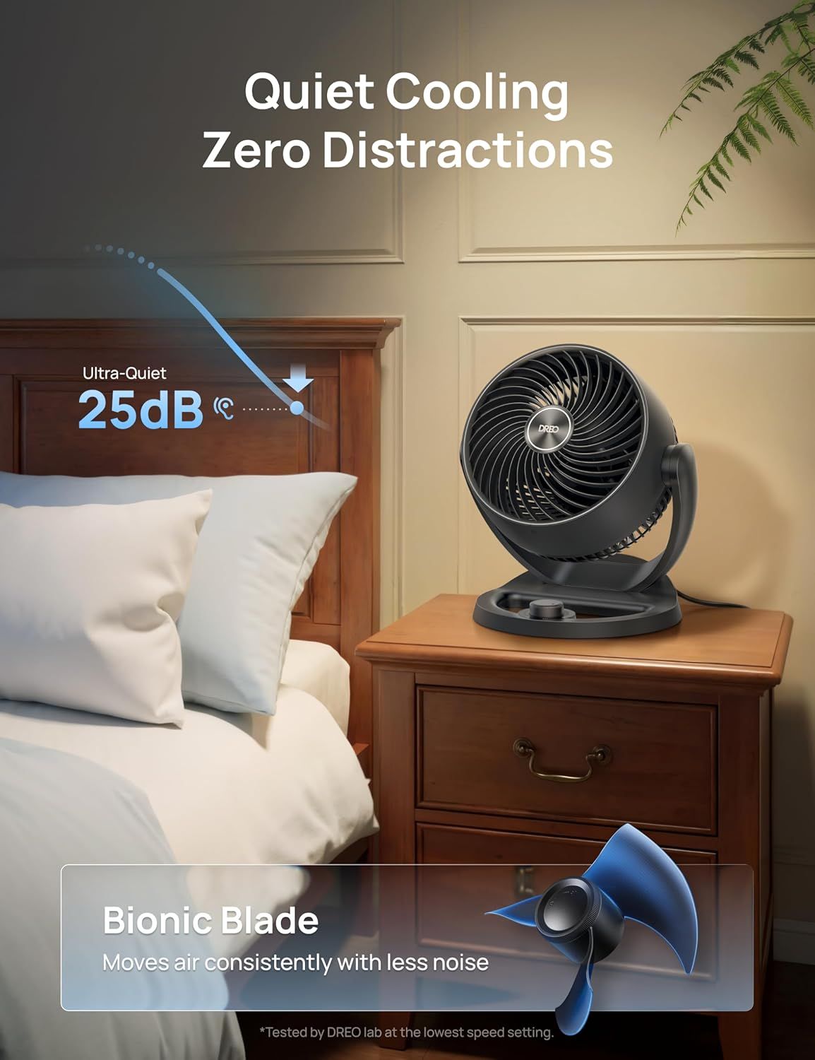 Fan for Bedroom, 12 Inches, 70ft Powerful Airflow, 25db Quiet Table Air Circulator Fans for Whole Room, 120° Adjustable Tilt, 3 Speeds, Desktop Fan for Home, Office, Kitchen