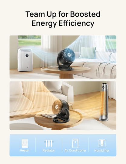 Fan for Bedroom, 12 Inches, 70ft Powerful Airflow, 25db Quiet Table Air Circulator Fans for Whole Room, 120° Adjustable Tilt, 3 Speeds, Desktop Fan for Home, Office, Kitchen