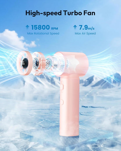 Portable Handheld Turbo Fan, 100 Gear High Speed, Up to 12H Rechargeable Personal Fan with Digital Display, Detachable Base & Lanyard, Small Travel Essentials Cooling Gifts for Women Men