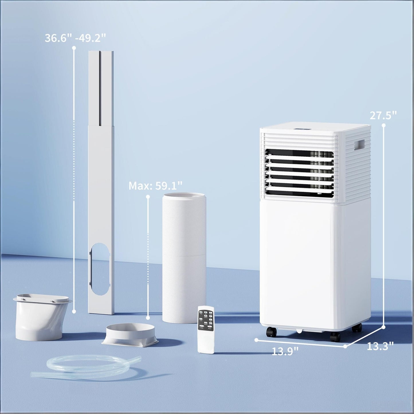White 10000 BTU Mobile Air Conditioner with Remote Control 24H Timer LED Display for Cooling And Dehumidifying