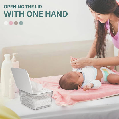 Wipes Dispenser, One-Handed Operation Wipe Holder for Baby & Adult, Seal-Designed Wipes Container for Bathroom Keep Diaper Wipes Fresh