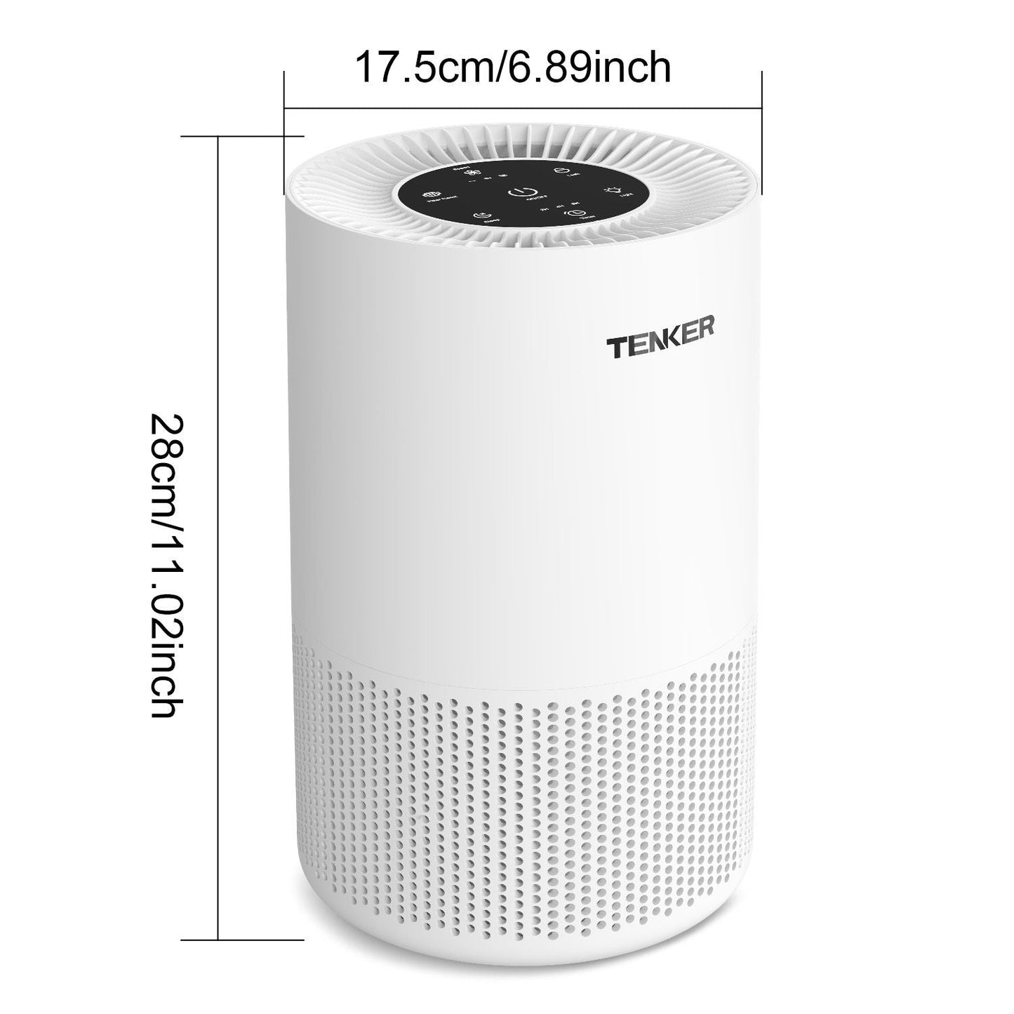 TENKER AP-6980 Air Purifier White US 1300ft² Large Rooms H13 Heap 3-Stage Filtration 3 Speeds 3 Timer w/Light Air Cleaner Machine