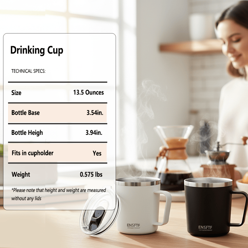 Insulated Stainless Steel Coffee Mug with Leak-Proof Lid – Reusable Office/Trave