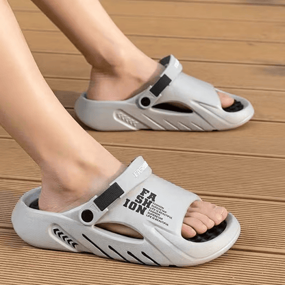 Platform Men's EVA Clog Slippers, Trendy Hole Design Mule Slides with Back Strap, Cushioned Elevated Casual Shoes for Summer, Streetwear, Indoor, Outdoor