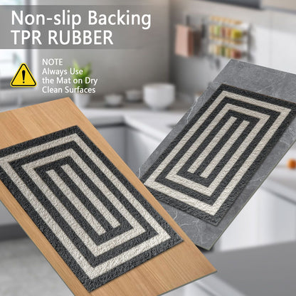 Three-piece kitchen rug set, non-slip and washable, abstract pattern kitchen hallway rug, soft and comfortable, suitable for sinks, floors, entrances, hallways and bathrooms.