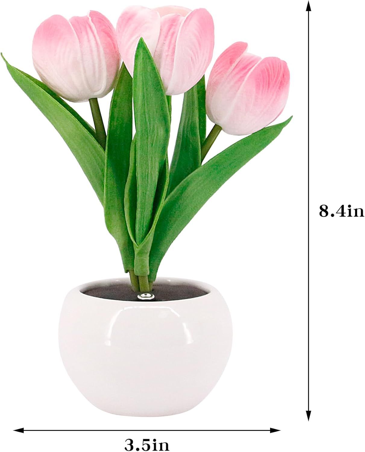 Tulip Lamp - LED Replica Tulip Table Lamp with Flower Vase for Desktop Decoration. Suitable for home, living room, desktop decoration, holiday gifts, atmosphere decoration lamps. Powered by USB
