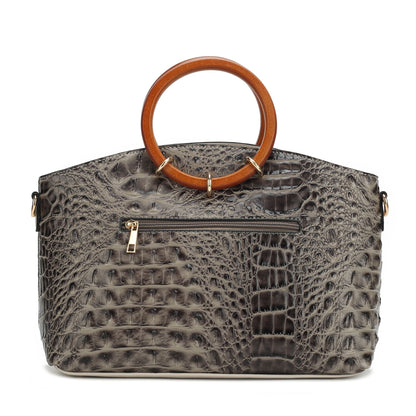 MKF Collection Phoebe Faux Crocodile Embossed Vegan Leather Women Tote with Wristlet Wallet Bag by Mia k