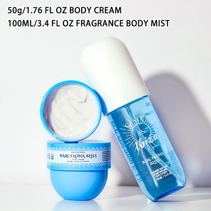 2-Piece Set, SOLO EN IBIZA Body & Hair Fragrance Mist And Body Cream Gift Box For Men And Women, Long Lasting Fragrance, 4 Different Scent, Perfect For Holiday Gifts, Dating, Daily Life, Parties