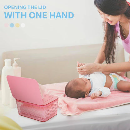 Wipes Dispenser, One-Handed Operation Wipe Holder for Baby & Adult, Seal-Designed Wipes Container for Bathroom Keep Diaper Wipes Fresh