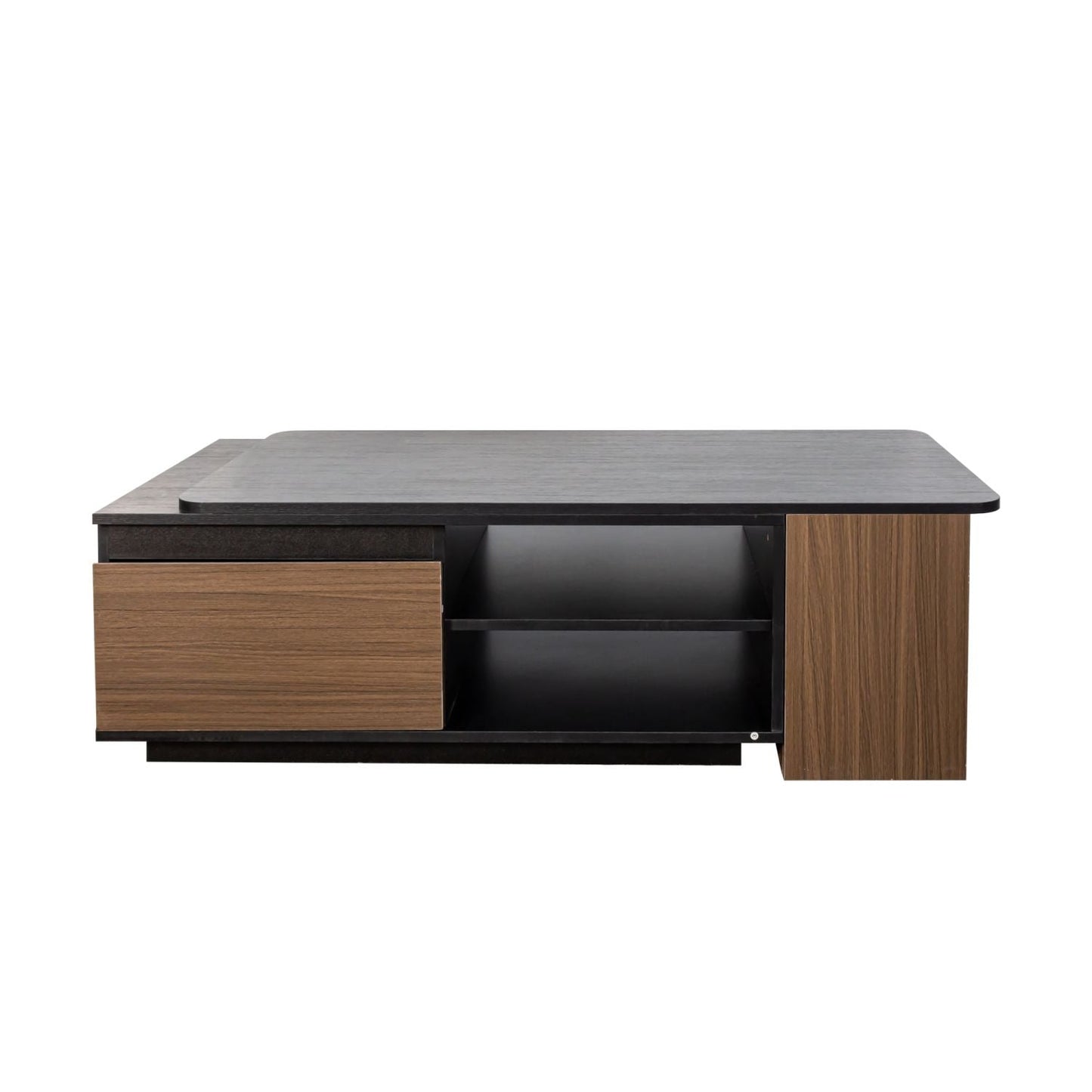 Versatile Extendable Wood Coffee Table with Adjustable Length & Dual Storage Drawers for Modern Living Rooms