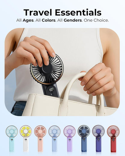 Portable Handheld Fan, Portable Fan Rechargeable, 4000mAh, 180° Adjustable, 6 Speed Wind, Display Electricity in Real Time, USB Rechargeable Foldable F an, Quiet Personal Fan as Power Bank