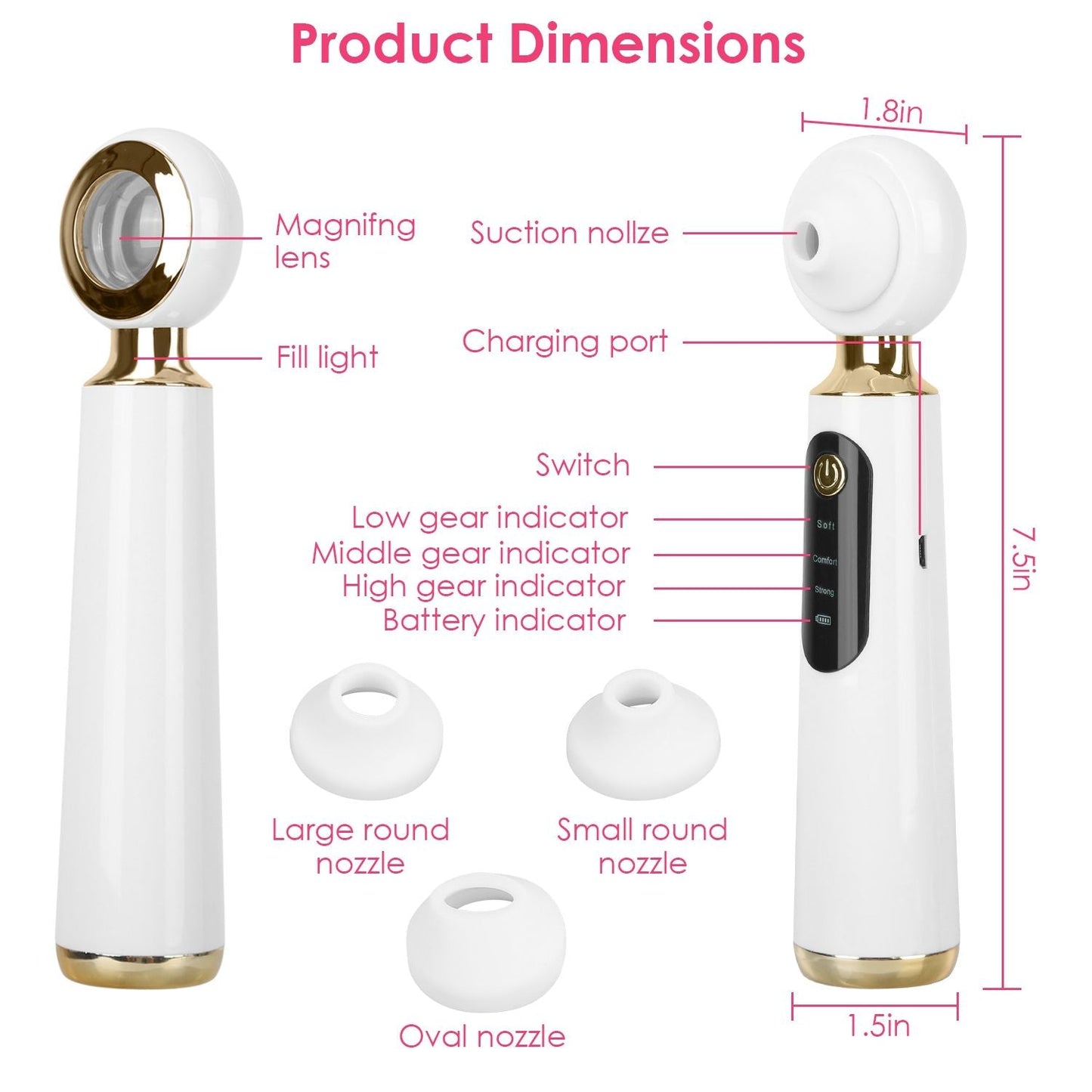 Blackhead Vacuum Remover Electric Acne Blackhead Comedone Extractor Remover Tool Facial Pore Cleaner Pimple Suction Tool