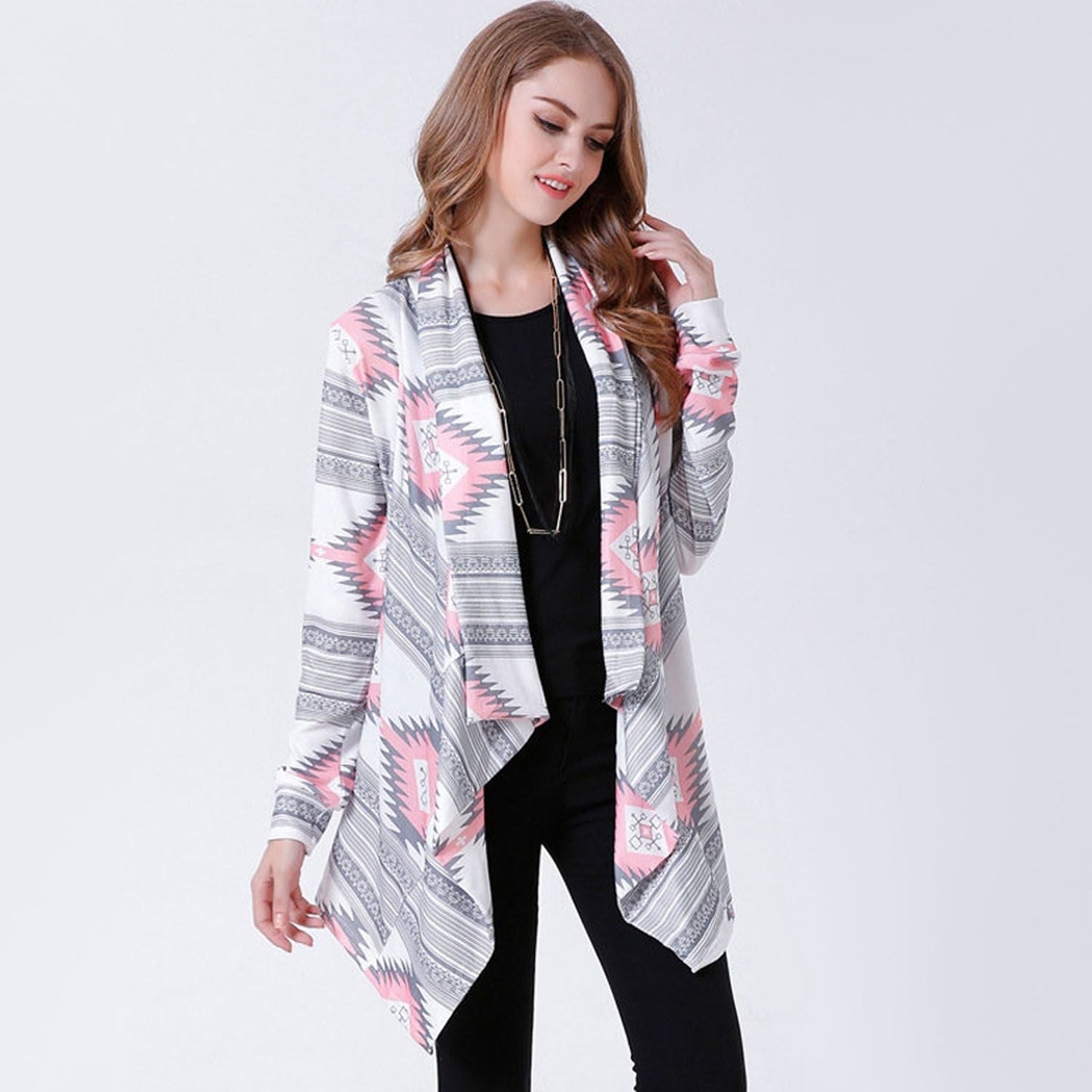 Women Open Front Cardigan Long Sleeve Shawl Neck Breathable Cardigan Well Collection