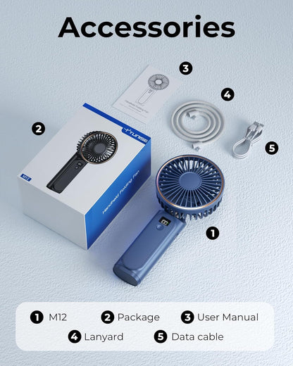 Portable Handheld Fan, Portable Fan Rechargeable, 4000mAh, 180° Adjustable, 6 Speed Wind, Display Electricity in Real Time, USB Rechargeable Foldable F an, Quiet Personal Fan as Power Bank
