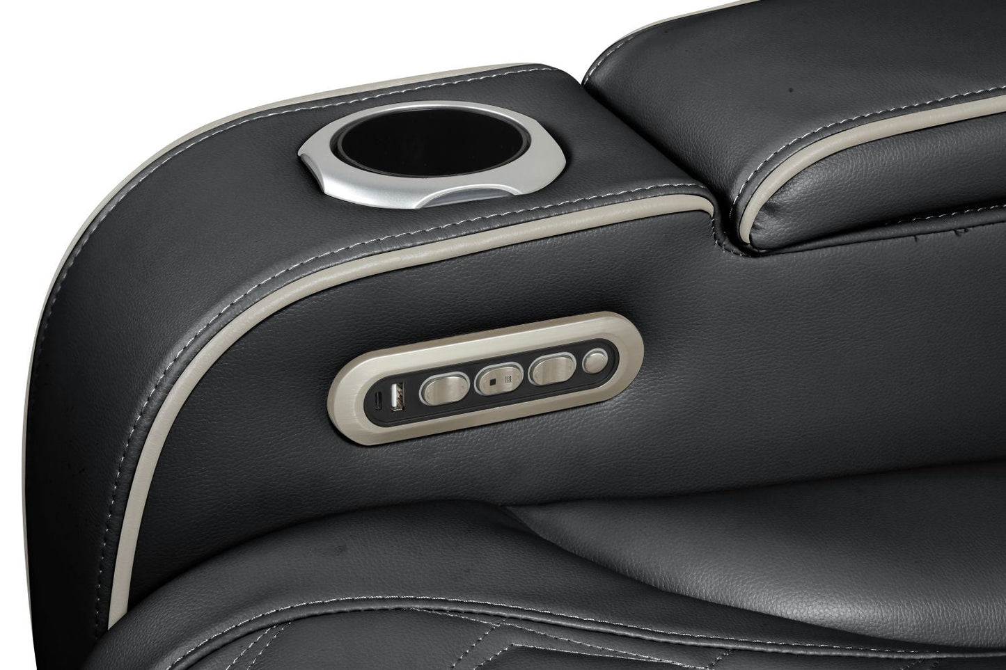 Fortuner Modern Style Upholstery Recliner Loveseat Made with Wood & Massage Function Included-Black