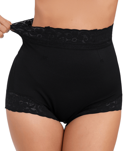 2 Pack Tummy Control Underwear for Women High Waisted Butt Lifting Panties Lace Breathable Comfortable Briefs
