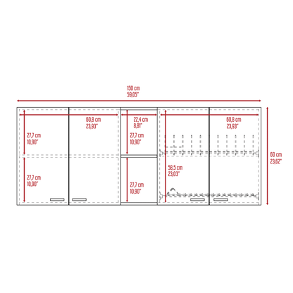 DEPOT E-SHOP Olimpo 150 Wall Double Door Cabinet,Two External Shelves, Two Interior Shelves, Black