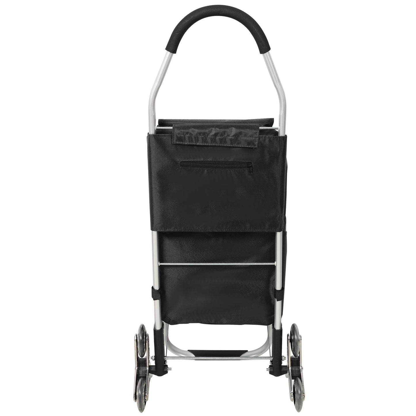 2 in 1 Shopping Stair Trolley with Wheels,Trolley Black Foldable Shopping Cart,Removable Shopping Oxford Waterproof Bag,Stainless Steel Triangular Wheels, Black