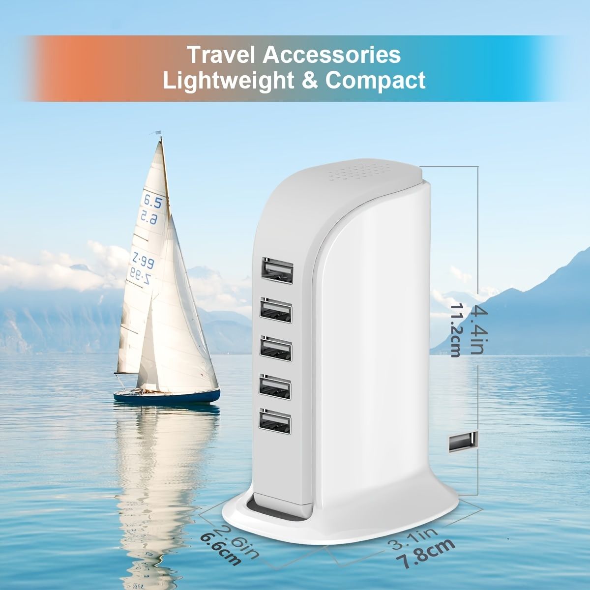 1pc USB Charger; Multi-Device Charging Station; Fast Charging Block; USB Charging Hub With Multi-Ports For IPhone; IPad; Kindle; Travel Accessories