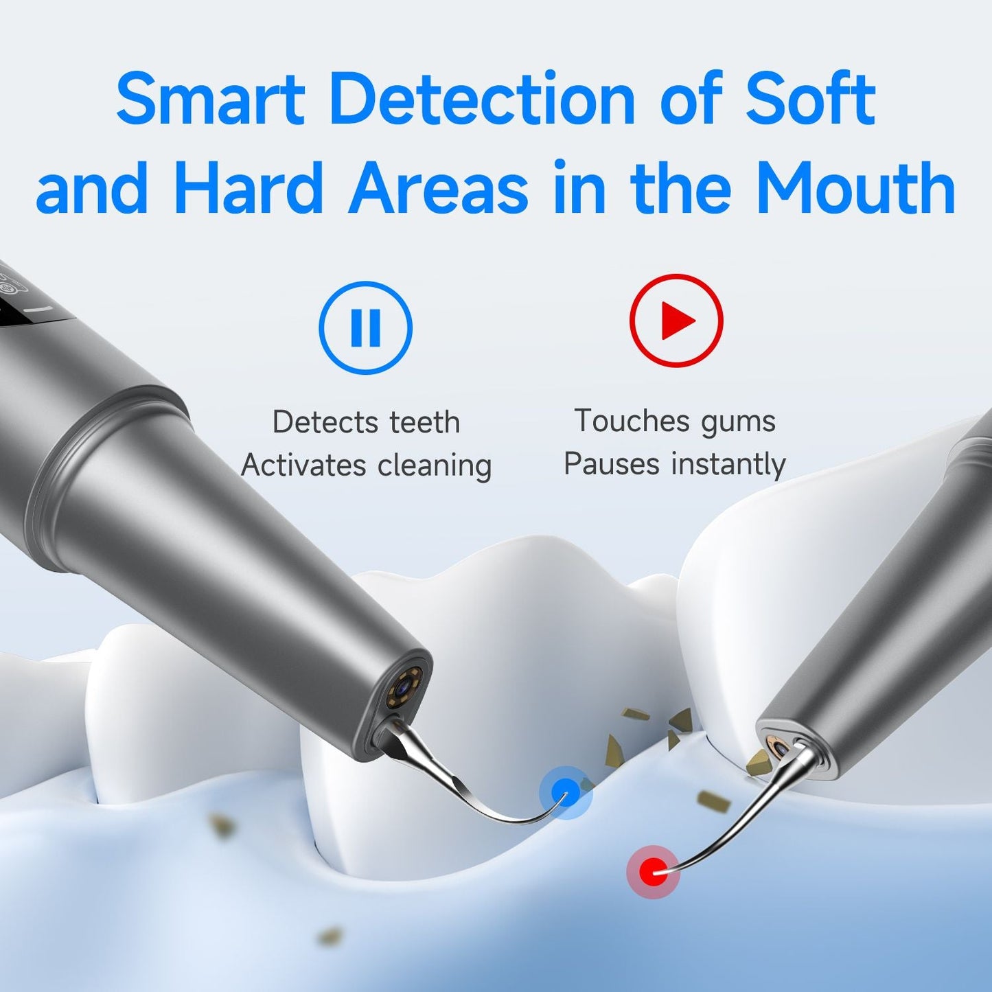 Home stone-removing device, visual ultrasonic dental cleaner for removing tartar and dental plaque, crescent-shaped dental cleaning tool