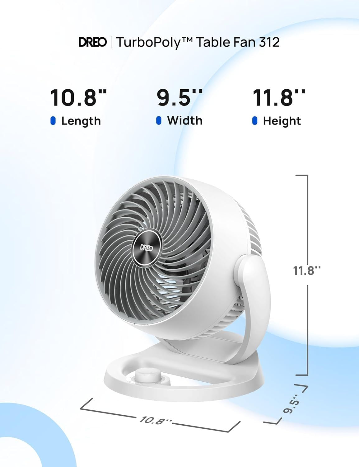Fan for Bedroom, 12 Inches, 70ft Powerful Airflow, 25db Quiet Table Air Circulator Fans for Whole Room, 120° Adjustable Tilt, 3 Speeds, Desktop Fan for Home, Office, Kitchen