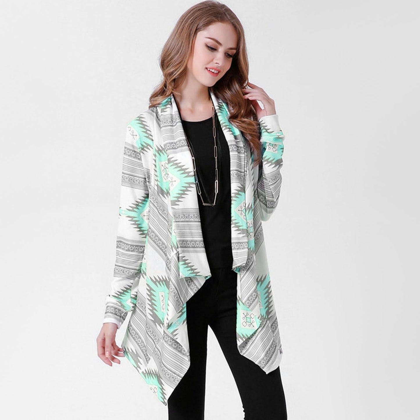Women Open Front Cardigan Long Sleeve Shawl Neck Breathable Cardigan Well Collection