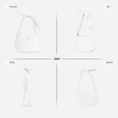 Hobo Hand Bag for Womens, Small Vegan Leather Hobe Handbag Shoulder Purses for Women with Zipper-White