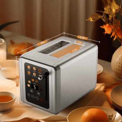 Retro Stainless Steel Toaster with 6 Browning Levels & 3 Functions - Perfect for Defrosting, Reheating, & Cancelling